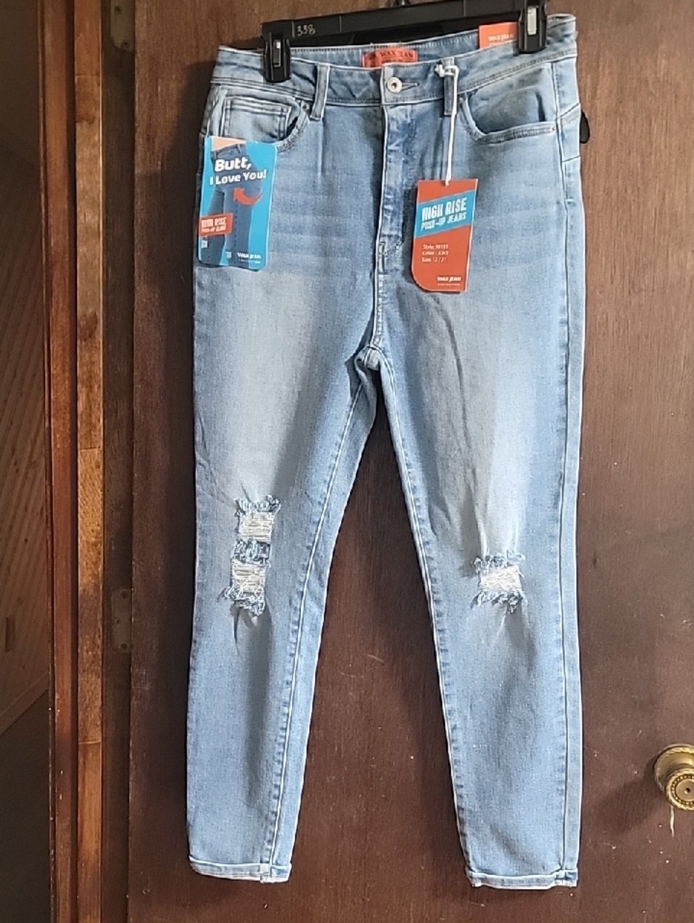NWT Wax Jean High-Rise Light Blue Distressed Women’s Jeans 13/31